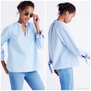 Madewell Striped Tie-Sleeve Popover Top